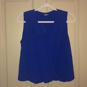 Blue sleeveless blouse